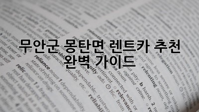 무안군 몽탄면 렌트카 추천: 완벽 가이드